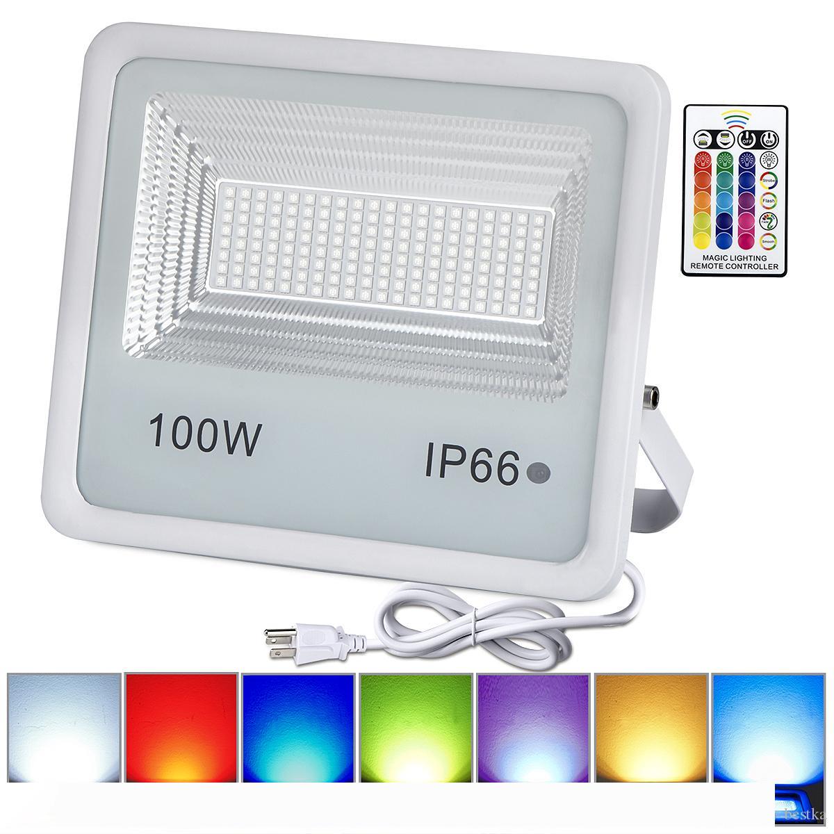 

outdoor RGB LED Flood Light Real high power 10W 20W 30W 50W 100W Floodlight Bulb Waterproof IP66 Lamp With Remote Control Holiday Lights