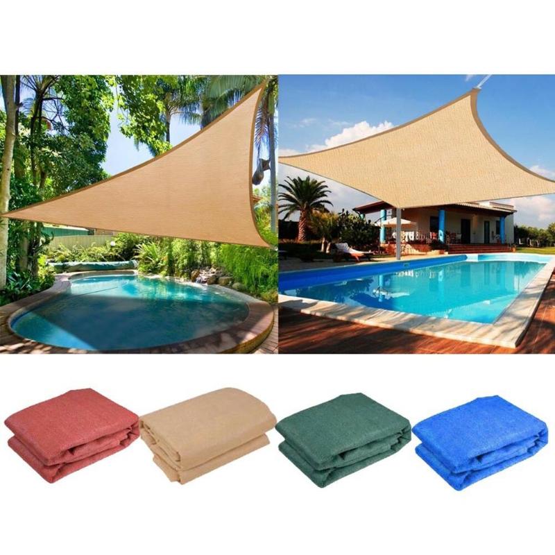 

Triangle Sun Shade Sail PE Metal Ring Hanging Canopy UV Block For Garden Swimming Pool Outdoor Camping With Rope