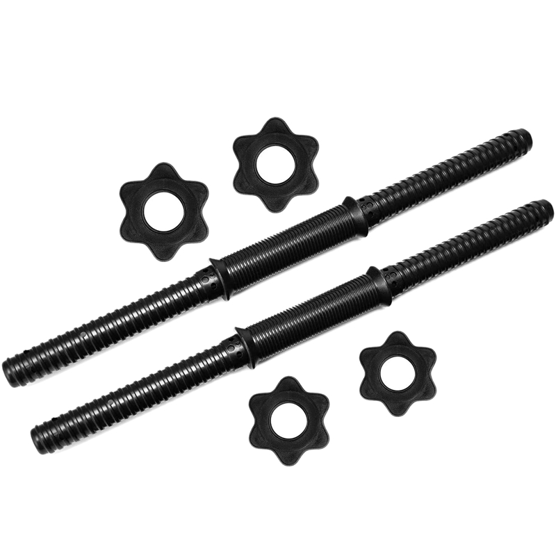 

1 Pair Dumbbell Bars for Exercise Collars Weight Lifting Standard Adjustable Threaded Dumbbell Handles 45cm, Black