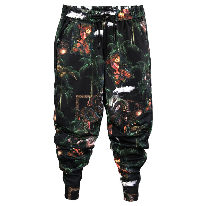

Idopy 2020 New Fashion Printed Pants Streetwear Drawstring Elastic Waist Trousers Floral Harem Pants Joggers Plus Size 28-38, 1935-3