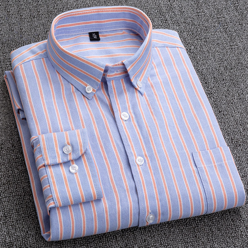 

2020 New Mens Striped Shirt 100% Cotton High Quality Mens Business Casual Long Sleeve Shirt Male Social Dress Shirts Flannel 4XL, Ky806