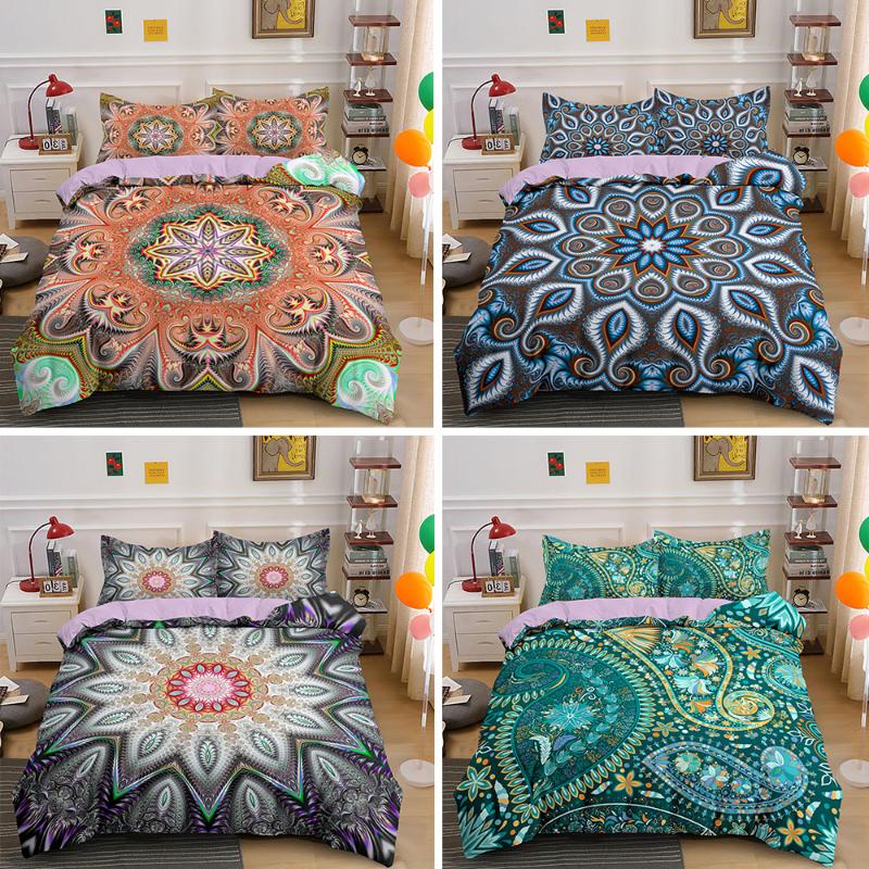 

3D Mandala 2/3pcs Bohemian Bedding Sets Queen Size Duvet Cover Set With Pillowcase AU king Bedline Home Decor Textile, Bs3660