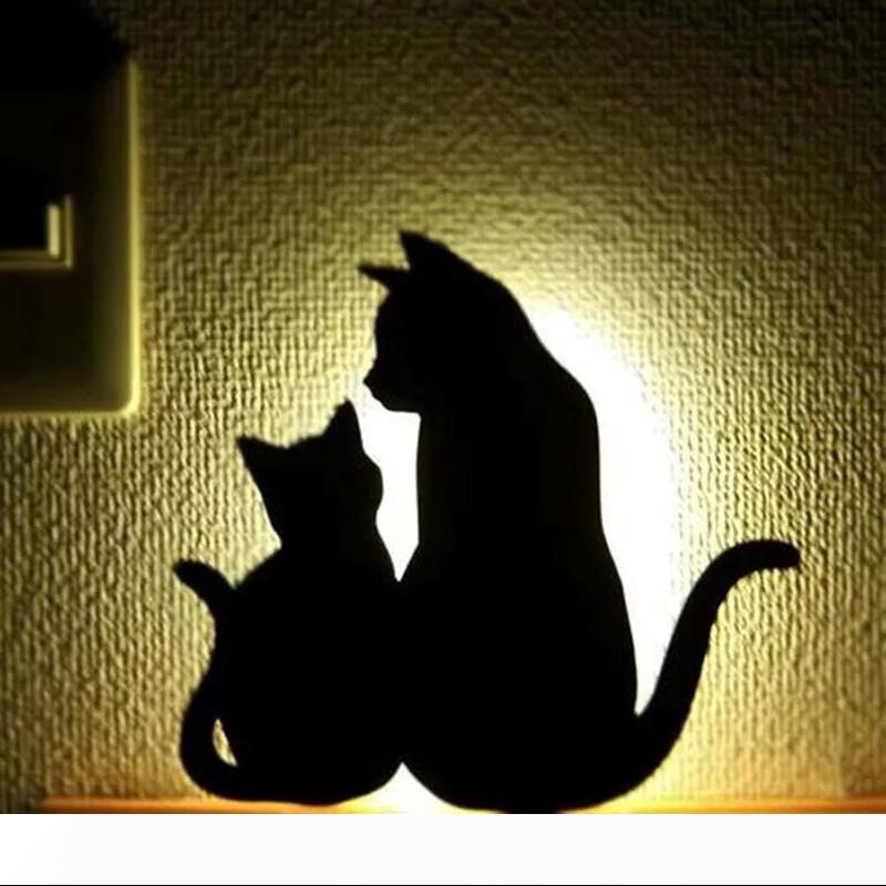 

BRELONG 3D cat mode projection lamp led light wall paste silhouette sensor night light 1 pcs