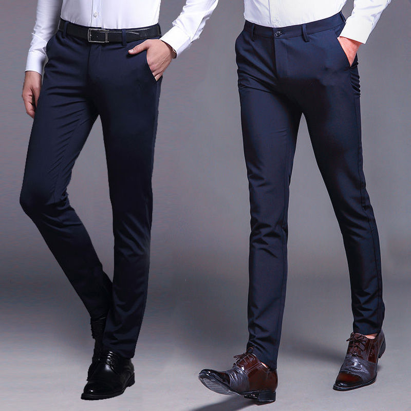 

New Casual Pants Men Dress Pants Slim Bermuda Masculina Thin Tide Business Casual Man Suit Pant 2020 Fashion Male Trousers Black