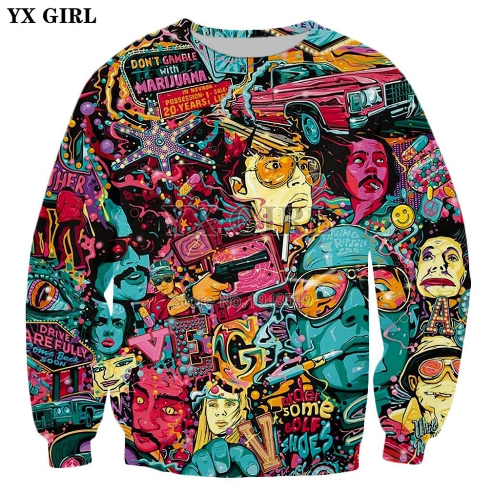 

2020 New style Fashion Sweatshirt fear and loathing in las vegas Print 3d Long sleeve sweatshirt Men's / Women's Hoodies CX200807, Color as the picture