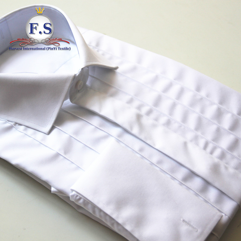 

120's popline men's wedding dress shirt with long sleeve, White