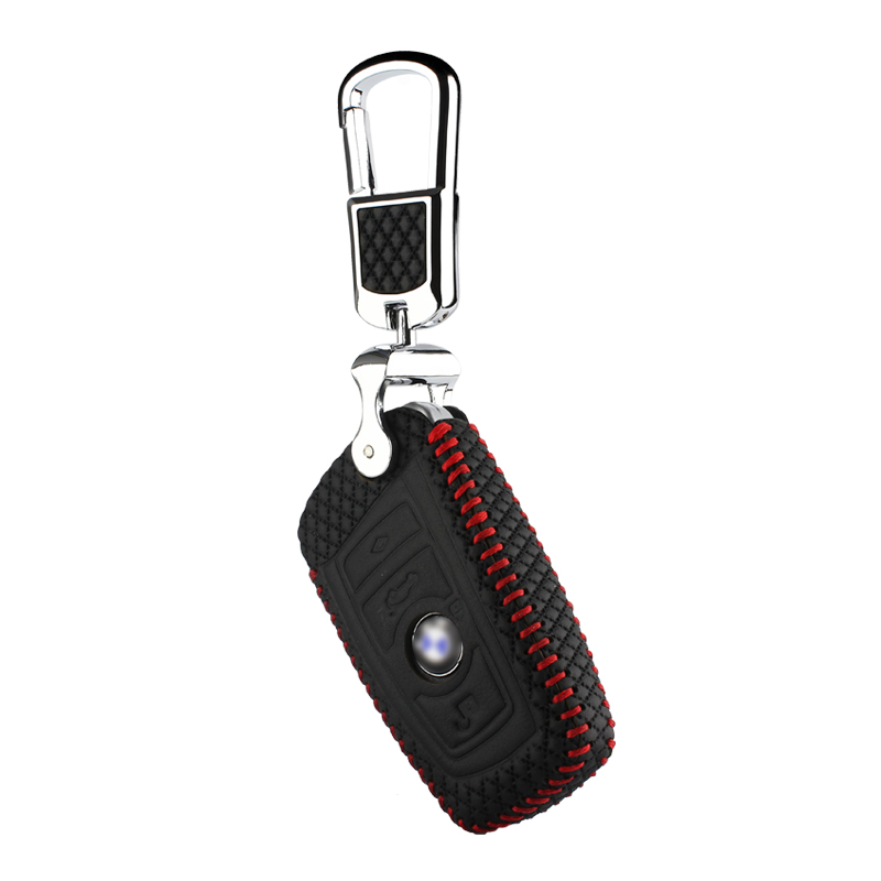 

luckeasy leather key case for bmw F10 F20 F30 1 2 3 4 5 6 7 series X3 X4 320I 116I 118I 328I 530I 2015 2016 2017 leather key3, Black