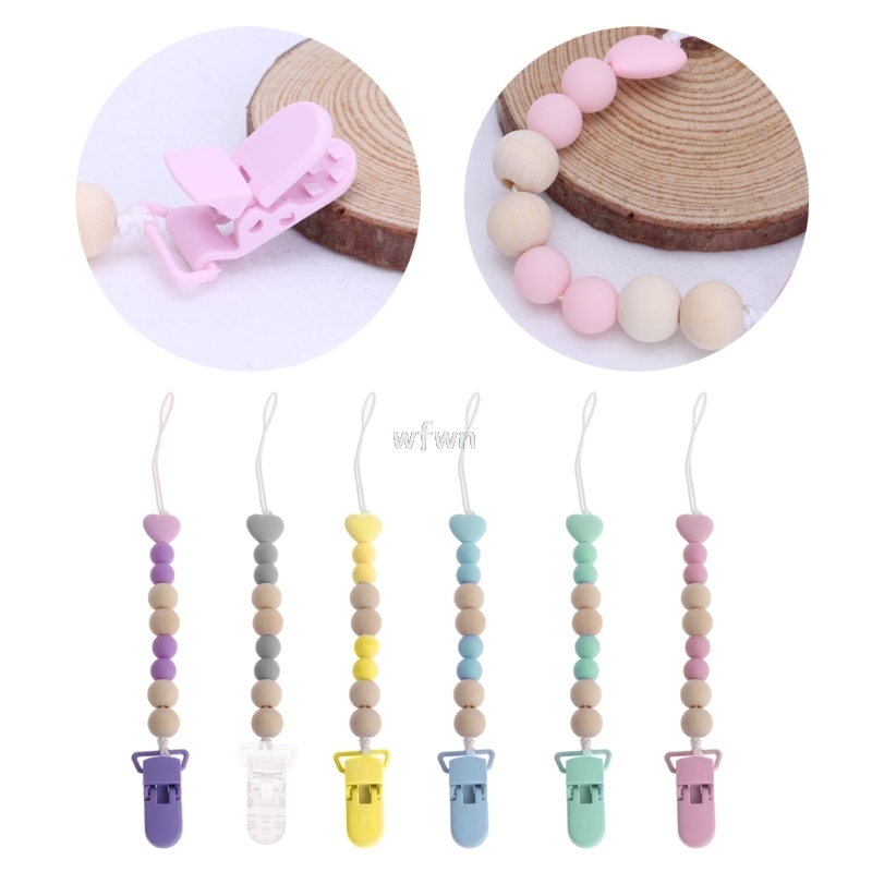 

Wooden Bead Dummy Clip Holder Pacifier Clips Soother Chains Baby Teething Toy MAY10 dropship