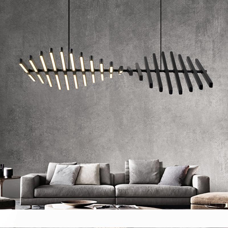 

2020 Nordic Modern Lamp Designer Living Room Dining Room Chandelier Fishbone Shape Office Strip Lamp Hanging Light