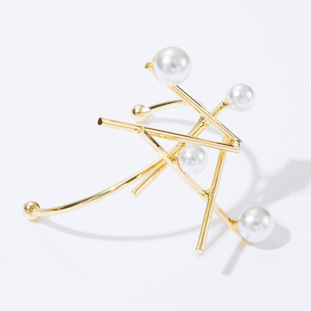 

Creative exaggeration abstract alloy inlaid pearl geometric bracelet female fashion personalized open bracelet