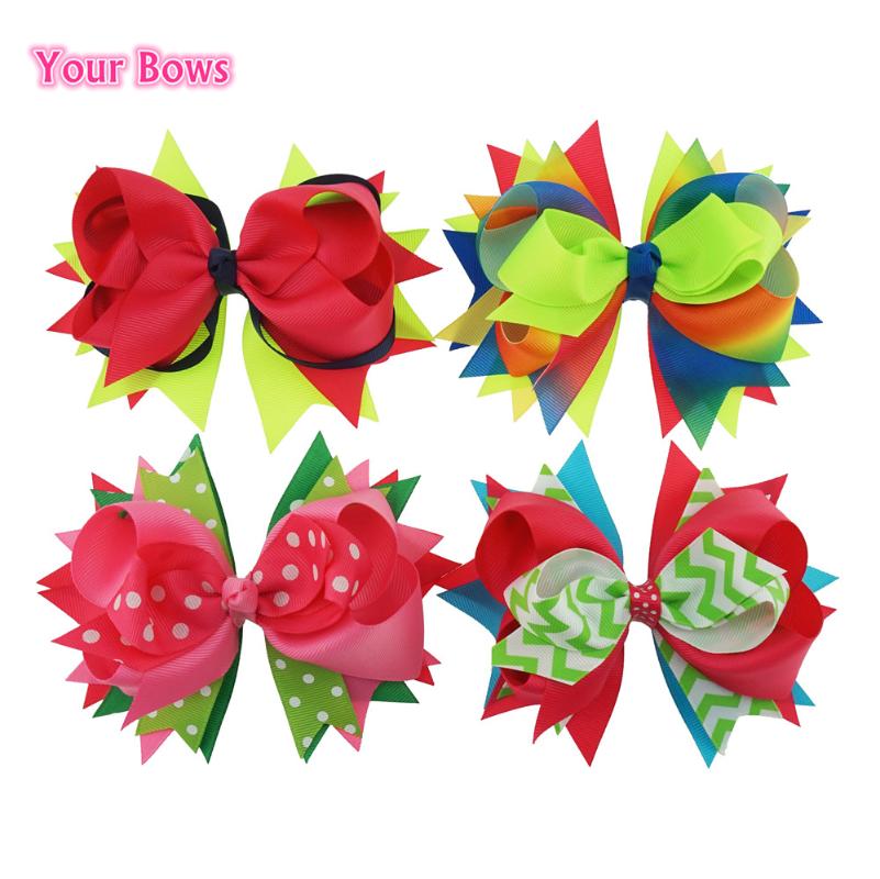 

Your Bows 5.5 Inches 3 Layers Ribbon Bows Girls Hair Hair Clips Headbands Girl Headwear Cute Hairpin Kids Accessories, As picture