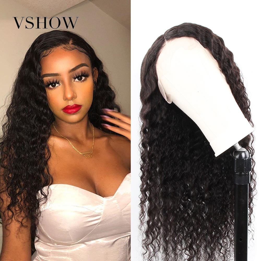 

VSHOW 13x4 Brazilian Deep Wave Lace Front Wig For Women 250% Density 13x4 Remy Human Hair Wigs Pre Plucked 360 Lace Frontal Wig, Natural color