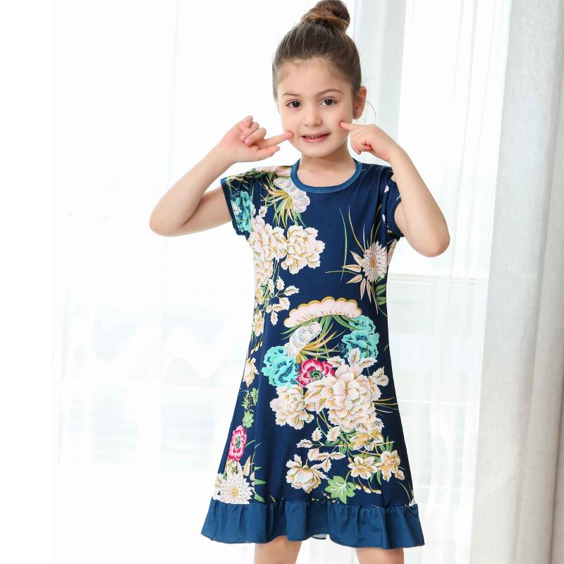

Summer Girls short Sleeve princess Dresses Cute Kids printing Party Dresses for Kids girls flower Dress Tops Clothes, Dd06
