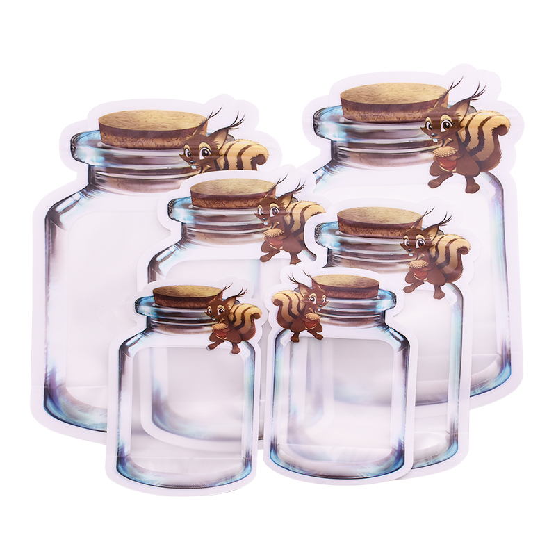 

Squirrel Reusable Mason Jar Bottle Bag Transparent Fresh Nut Snack Bag Seal Kitchen Refrigerator Storage Organizer