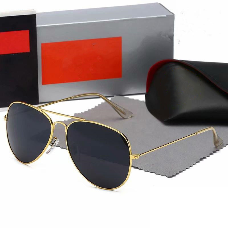 

High Quality Ray Men Women Sunglasses Vintage Pilot Brand Sun Glasses Band UV400 Bans With box and case 3025, White;black