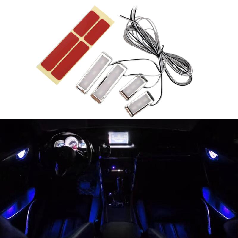 

4pcs 3 Car LED Auto Light Universal Car Armrest Inner Bowl Light Decorative Door Handle Lighting Interior Accessories