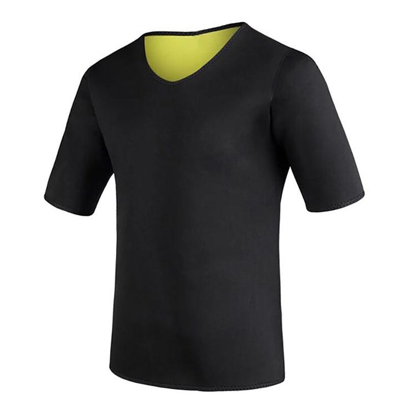 

Men's Sport Shirt Body Shaper Slimming Waist Trainer Men Tank Top Neoprene Sauna Vest with Zipper Mesh Shapewear Warming T-shirt, Black