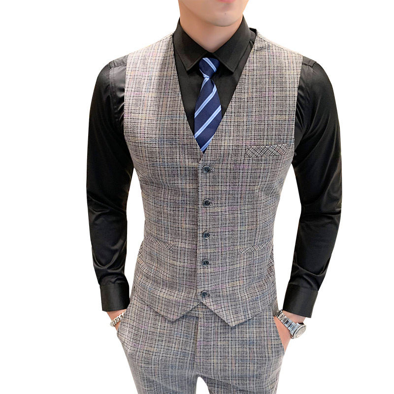 

2020 new men's striped pants and vest, fashion business casual plaid trousers vest suit blue green red gray pant Waistcoat 5XL