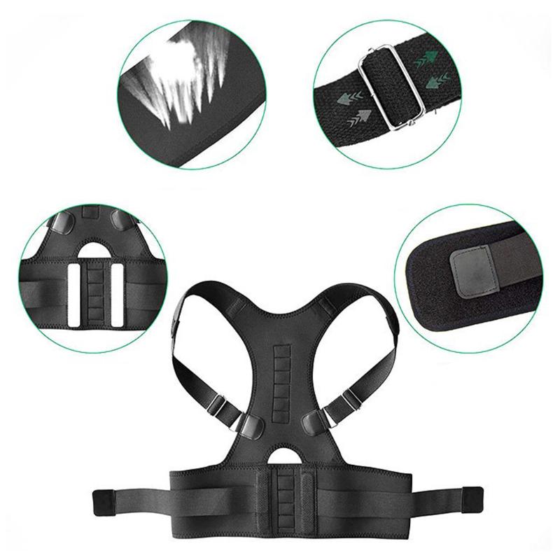 

Men Women Brace Support Belt Adjustable Magnetic Back Posture Corrector Clavicle Spine Shoulder Lumbar Posture Correction, As pic