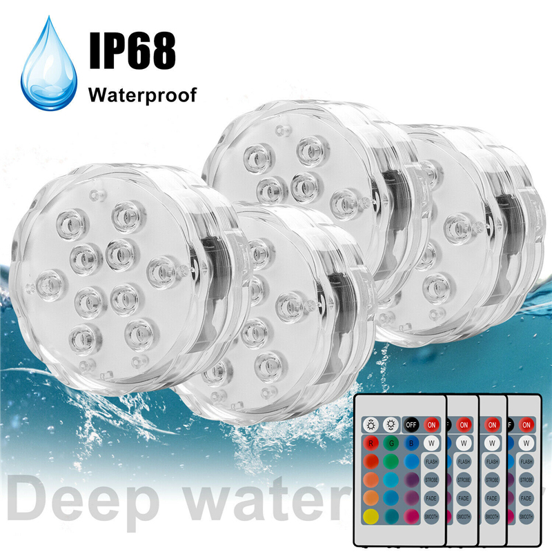

Submersible LED Lights with RF Remote, Magnets, Suction Cups, Battery Operated IP68 Waterproof Underwater Light, 13LED 16 Colors