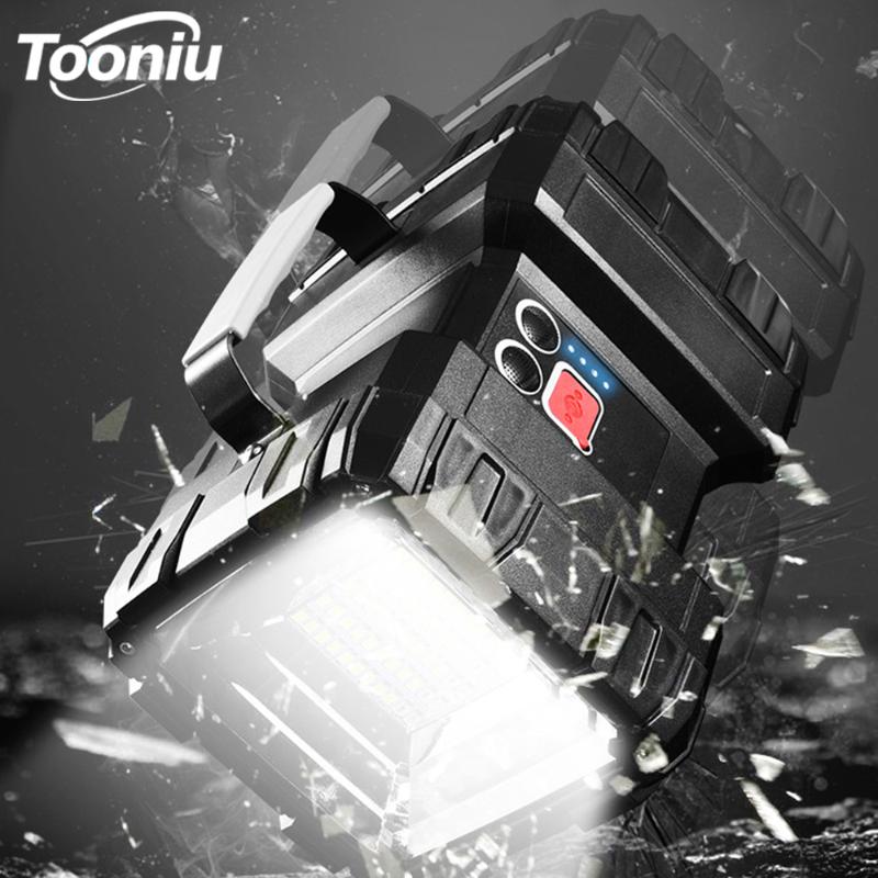 

Powerful LED Searchlight Super Bright XHP70.2 USB Rechargeable Camping Light with USB Output Function Warning Lamp