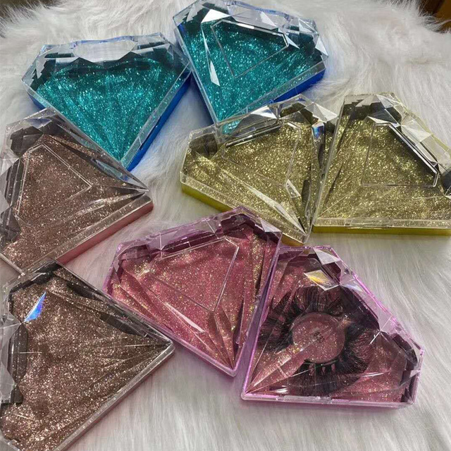 NEW 3D Mink Lashes Glitter Case empty Crystal Handle 10mm-25mm False Eyelash Packaging Box Lash Boxes Fake For Makeup-image-560853024