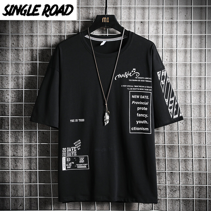 

SingleRoad Man's Black T-shirt Men 2020 Print Oversized Punk Cotton Hip Hop Japanese Streetwear Harajuku Tshirt Male T Shirt Men, White t-shirt men