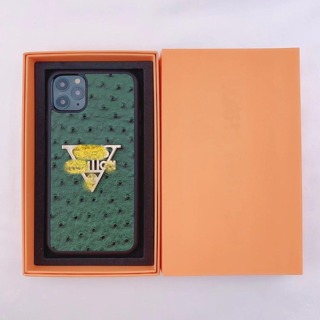 

Top grade famous brand Designer Phone Case For iPhone 11 Pro XS Max XR X 6 7 8 Plus Leather Case, Dark green