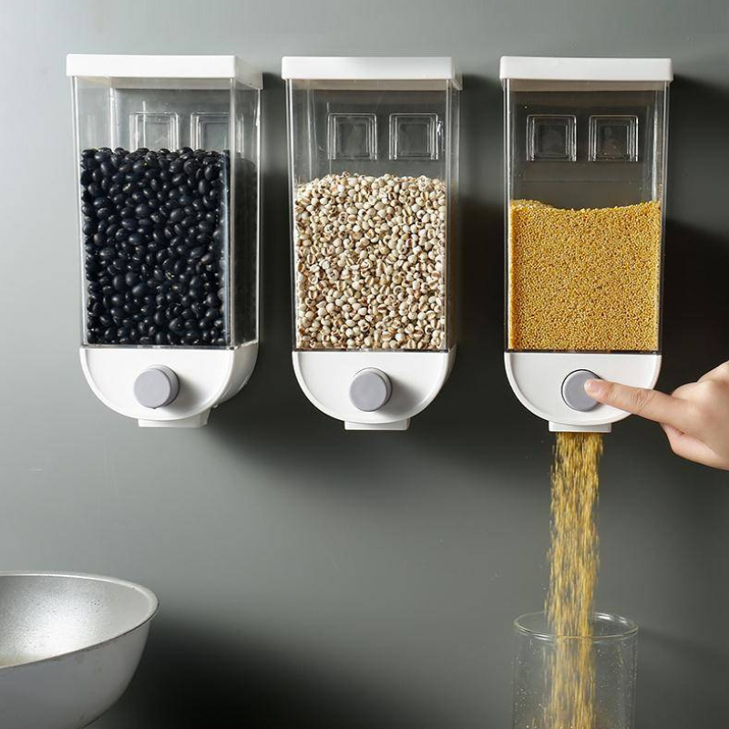 

1000/1500ML Wall Hanging Whole Grains Storage Container Kitchen Grain Rice Beans Sealed Jars Plastic Oatmeal Dispenser