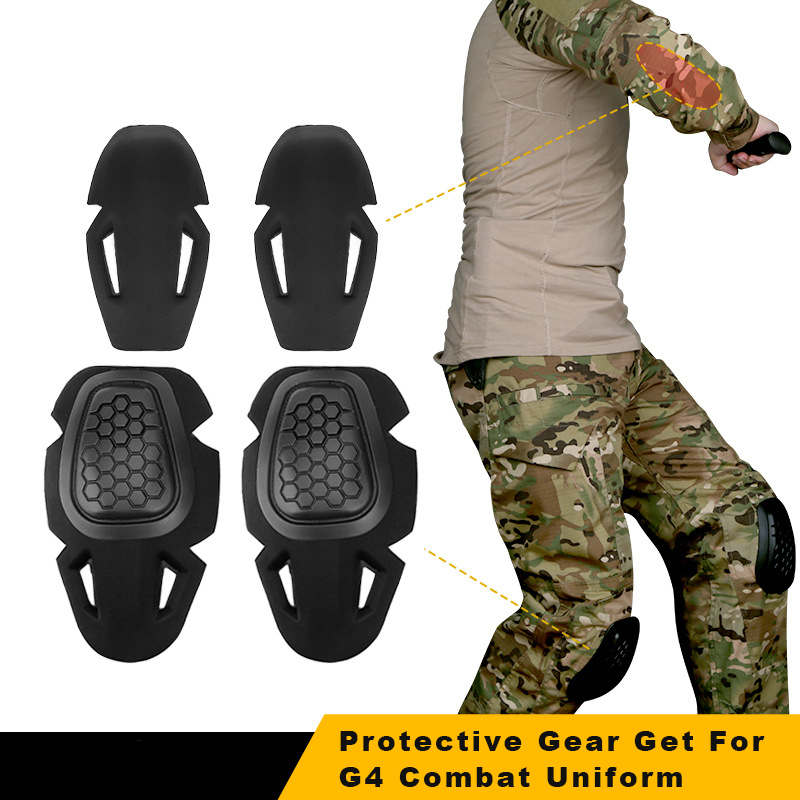 

Tactical Knee Pad Protective Gear Set for G4 Combat Uniform Paintball Protector Sports Safety Knee Elbow Pads, Black