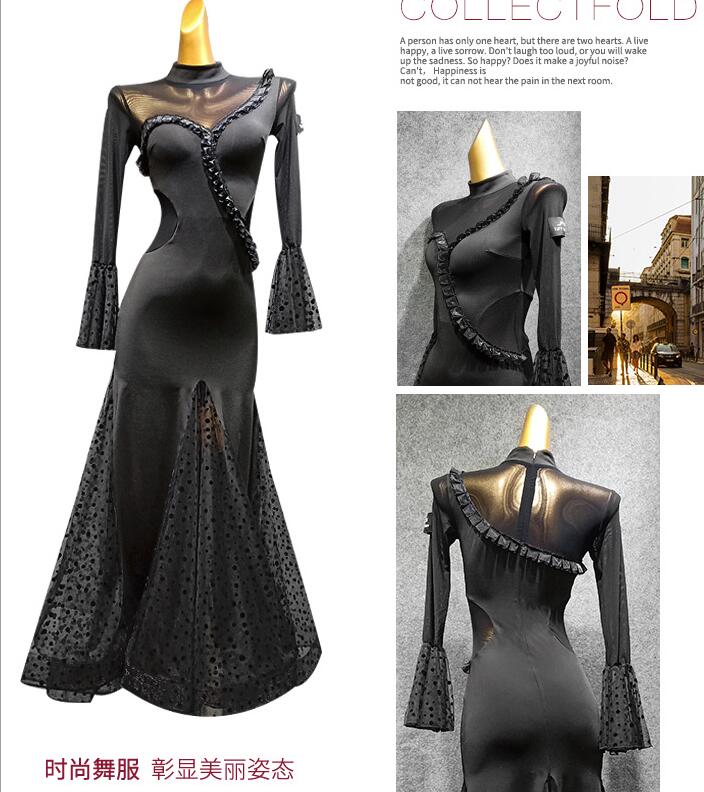 

ballroom dress women standard waltz dress smooth high neck standard ballroom white red blue black T027, As pic
