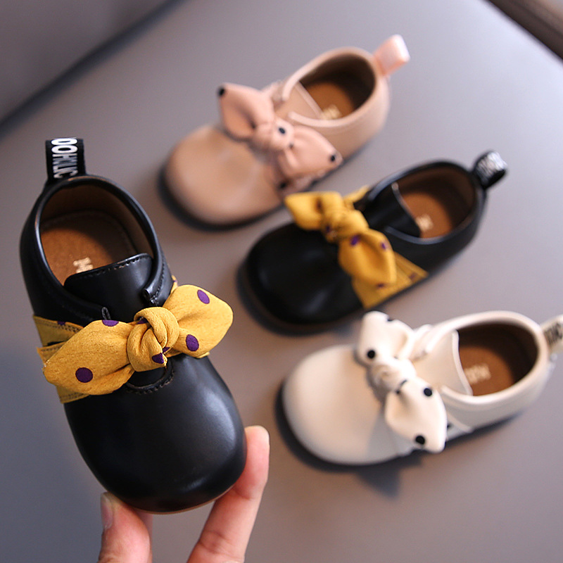 

Autumn Baby Girls Leather Shoes Bow Princess Leather Shoes Toddler Dance Children's Kids Girls, Black