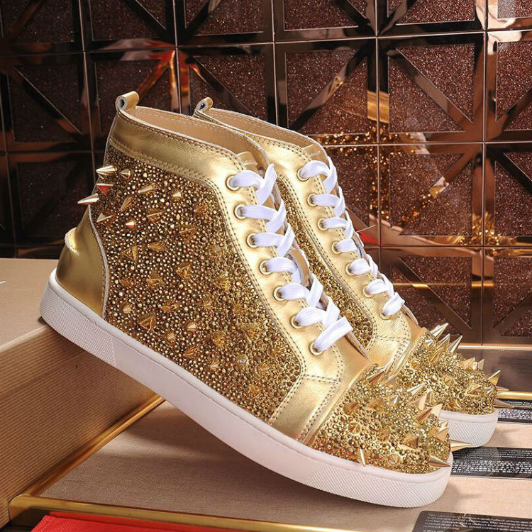 

new Red Bottoms Shoes Studded Spikes Flat designer Sneakers For Men Women Low Cut Suede Glitter Party Lovers Wedding Genuine Leather Rivet, Color 11