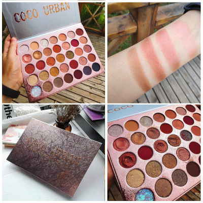 

Brand Cosmetics 35 Color Shimmer Matte Eye Shadow Palette Glitter Highlight Metallic Eyeshadow Power Pigmented Waterproof Makeup, 35color