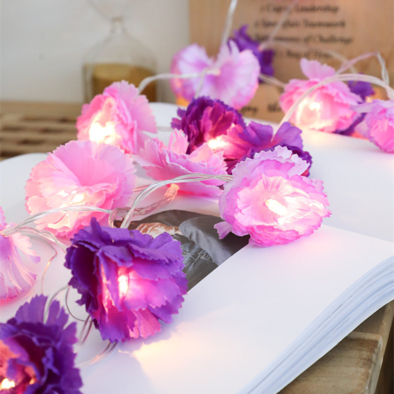 

Dried Flowers 1M 10heads LED Silk Flowers String Light Garland Artificial for Wedding DIY Decorative Fake Wreath, 1m 10 heads