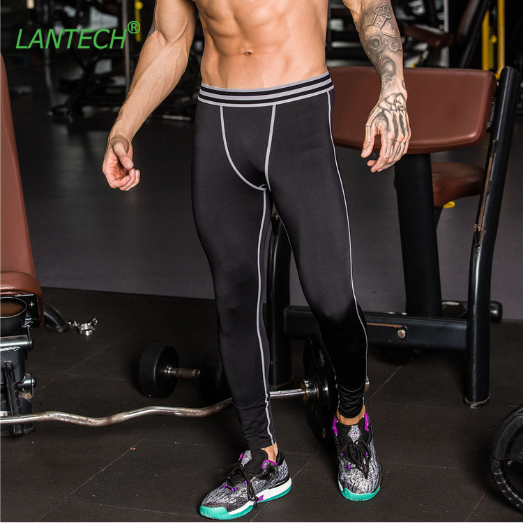 

LANTECH Men Compression Pants Tights Workout Running Run Outdoor Training Exercise Fitness Gym Soccer Basketball Pants, Black