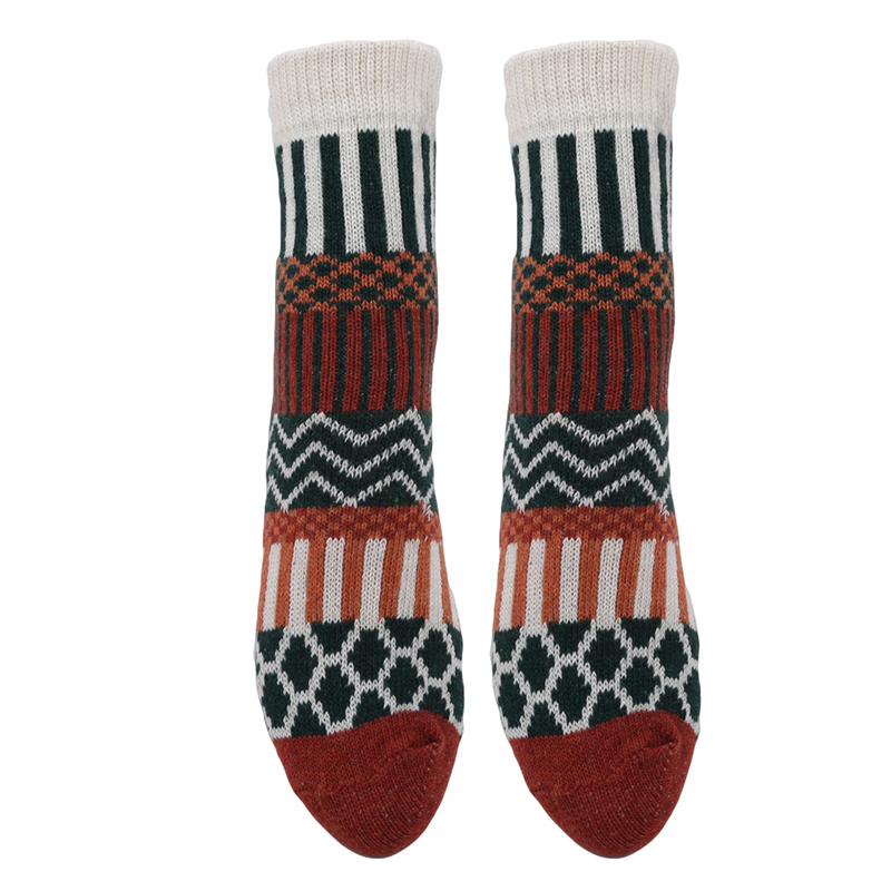 

Contrast Color Socks Winter 5 Pairs Ethnic Style Women's Geometric Pattern Vintage Thicken Warm Harajuku Skateboard Socks, Gray