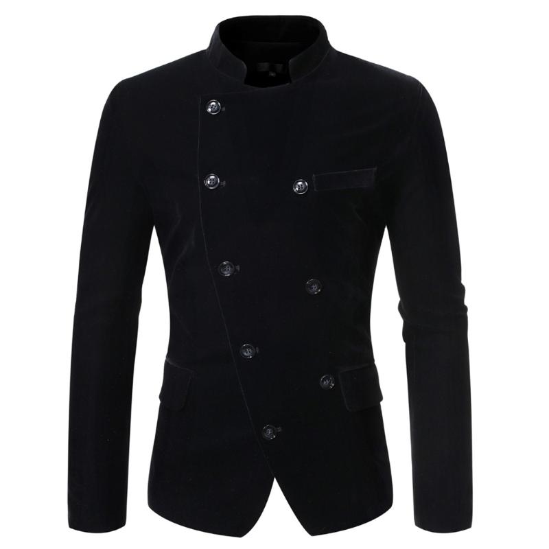 

1 Piece 2020 Spring New men's Suits Jacket Solid Color Blazer Fleece Suit Jacket Male Blazers Business Wedding Plus Size 3XL, Bk