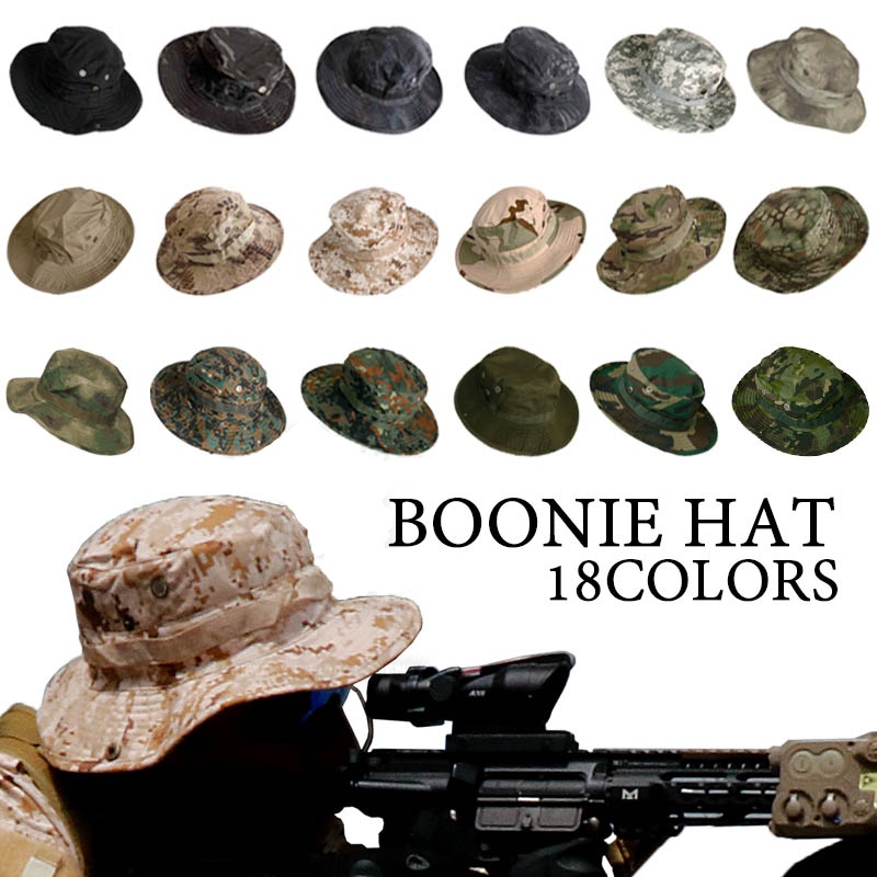 

Camouflage Tactical Cap Boonie Hat US Army Caps Camo Men Outdoor Sports Sun Bucket Cap Fishing Hiking Hunting Hats, Black