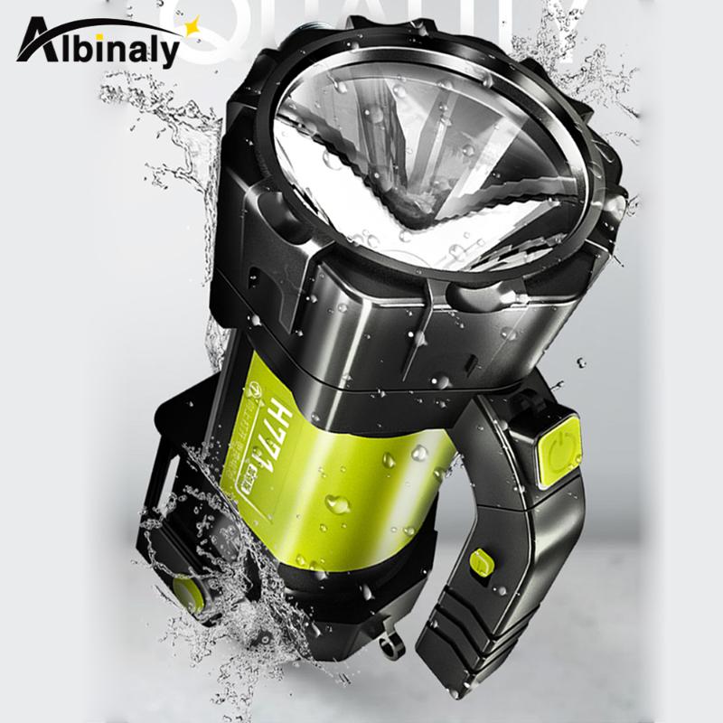 

Super bright LED Searchlight With side light 6 lighting modes Powered by 18650 battery For outdoor camping