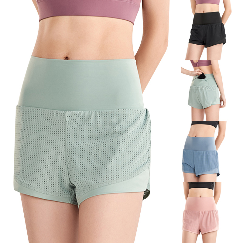 

2020 Hot Female Anti Exposure Fitness Shorts Running Activewear for Women Yoga Workout Shorts Pockets on Back Athletic, Green