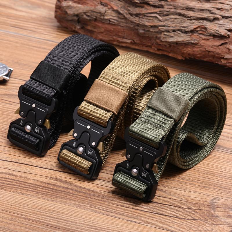 

Men's Tactical Belt Heavy Duty Webbing Belt Adjustable Style Nylon Belts with Metal Buckle, Black