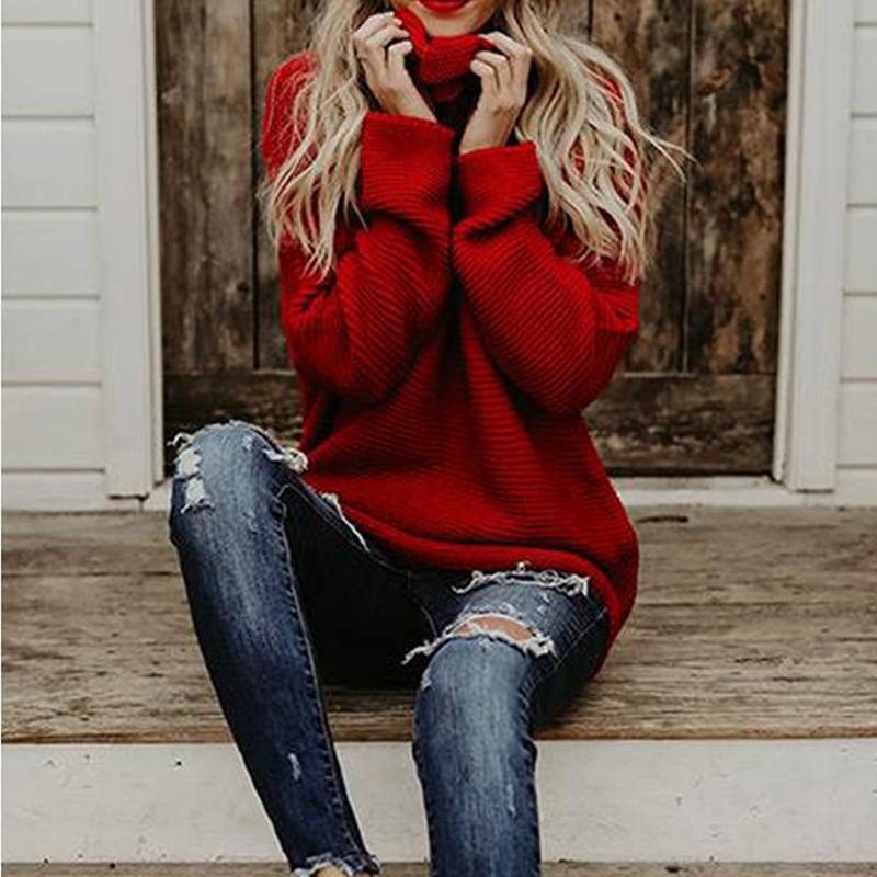 

Women Turtleneck Loose Sweater Autumn Winter Warm Female Jumper Thick Sweaters Ribbed Knitted Pullover Top Femme, Khaki