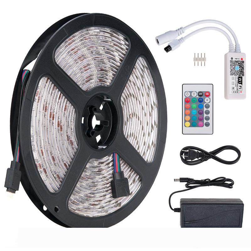 

DC12V 5050 SMD RGB WIFI LED Strip 5M Smart Flexible Tape Light Magic Home APP Google Home Alexa Wireless Control TV Light