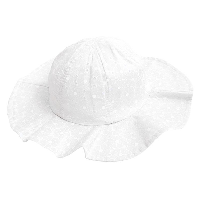 Kids Girls Cotton Sun Hat Beach Ponytail Packable Foldable Wide Brim Bucket Hats