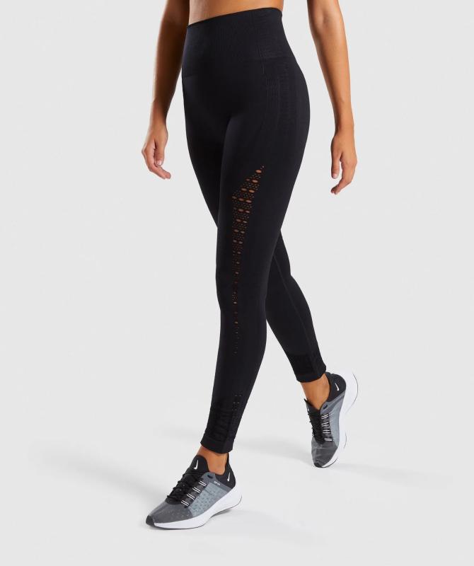 

Drop Shipping Women Energy Seamless Yoga Pants Super Stretchy Gym Hollow High Waist Sport Leggings Running Pants, Black pants