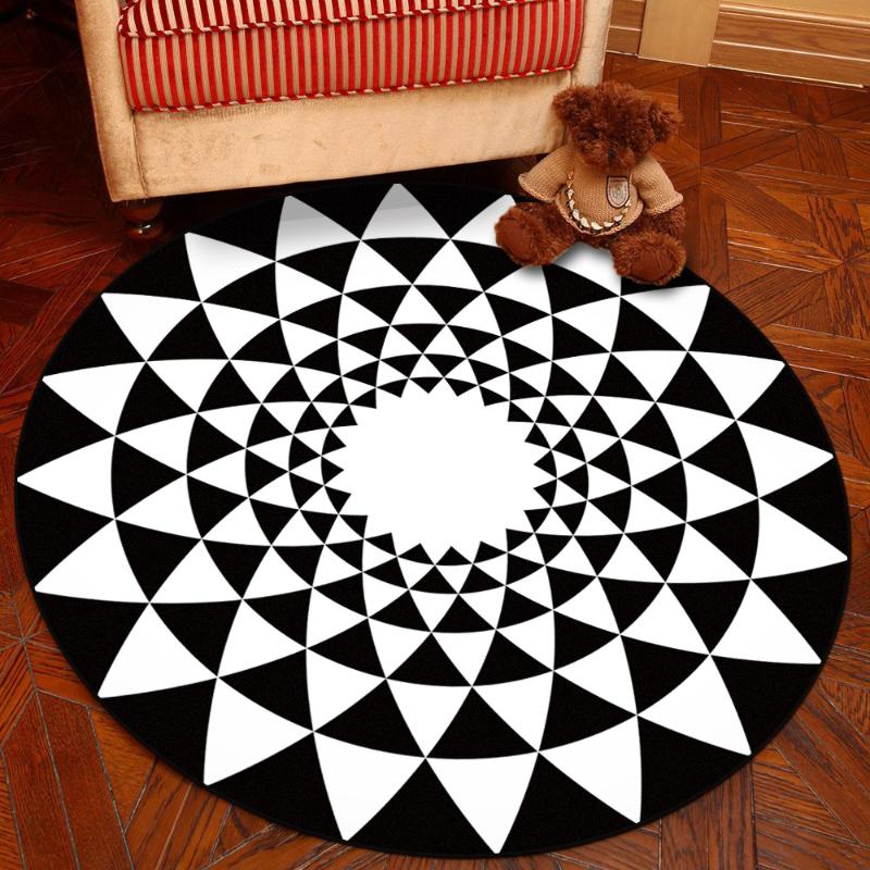 

Nordic Style Geometric Round Carpet Home Decor Bedside Carpet Children Play Area Rug Chair Mat Flannel Rug Carpt for Living Room, No.14