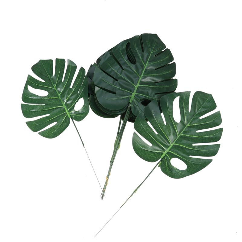 

30 Pcs Medium Size Green Simulation Flowers Artificial Plants Fake Monstera Leaves Home Decoration