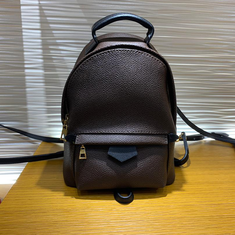 

Top quality palm springs mini backpack canvas school bags fashion women rucksack genuine leather shoulder bag female knapsack with box B010, M44872