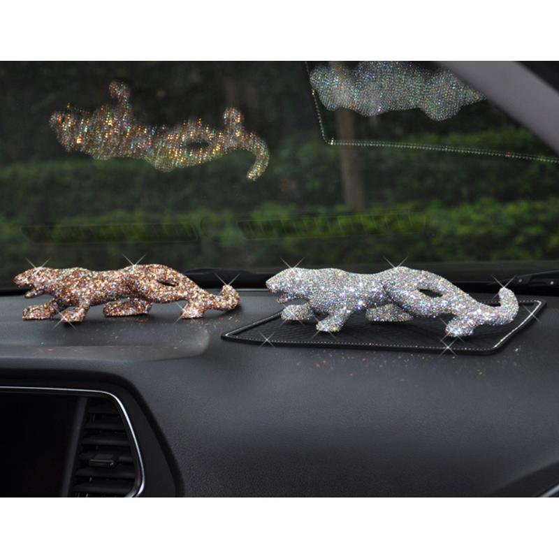 

Luxury Diamond Crystal Leopard Car Decoration Lucky Leopard Car Decoration Ornaments for